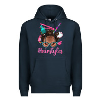 Navy Afro Bantu Knots Hairstyles Messy Bun With Clasp Bbs Premium Hoodie - BundleAndBundleShop