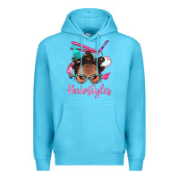 Ocean Blue Afro Bantu Knots Hairstyles Messy Bun With Clasp Bbs Premium Hoodie - BundleAndBundleShop