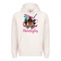 Pale Pink Afro Bantu Knots Hairstyles Messy Bun With Clasp Bbs Premium Hoodie - BundleAndBundleShop