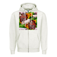 Oatmeal Heather Mama And Baby Pig Zipper Hoodie - BundleAndBundleShop