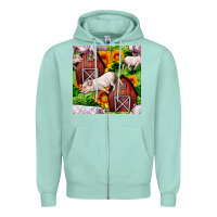 Seafoam Mama And Baby Pig Zipper Hoodie - BundleAndBundleShop