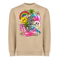 Mushroom summer smile face and beach vibes with rainbow tbw Heavyweight Sweatshirt - texasbilliewilder