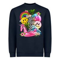 Navy summer smile face and beach vibes with rainbow tbw Heavyweight Sweatshirt - texasbilliewilder