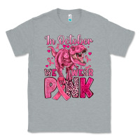 Heather Grey in october we wear pink dinosaur Classic Tee - JahusDesignShop