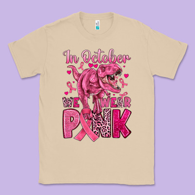 In October We Wear Pink Dinosaur Classic Tee Designed By Jahusdesignshop