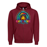 Burgundy camp more worry less Zipper Hoodie - Artiststas