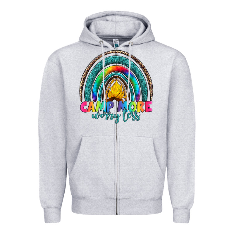 Camp More Worry Less Zipper Hoodie by Artiststas | Teevron