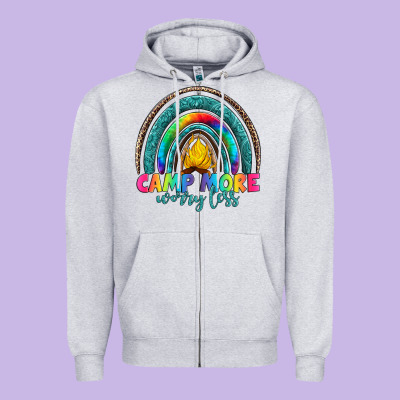 Camp More Worry Less Zipper Hoodie Designed By Artiststas