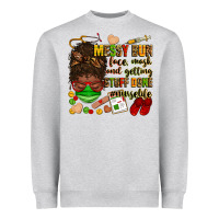 Heather Grey messy bun face mask & getting stuff done  #nurselife Heavyweight Sweatshirt - Zillion Design Studio