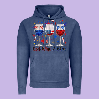 Vintage Hoodie red wine and blue wine glasses