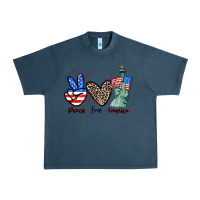 Midnight Navy Peace love america 4th of july Urban Heavy Tee - CowGirlArtShop