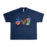 Navy Peace love america 4th of july Urban Heavy Tee - CowGirlArtShop