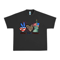 Pigment Black Peace love america 4th of july Urban Heavy Tee - CowGirlArtShop