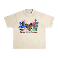 Sandshell Peace love america 4th of july Urban Heavy Tee - CowGirlArtShop