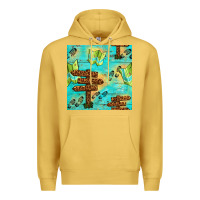Antique Gold Wooden Signboard And Gamping Map Seamless Pattern Premium Hoodie - BundleAndBundleShop