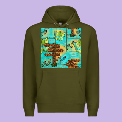 Wooden Signboard And Gamping Map Seamless Pattern Premium Hoodie Designed By Bundleandbundleshop