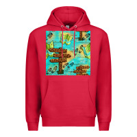Cardinal Wooden Signboard And Gamping Map Seamless Pattern Premium Hoodie - BundleAndBundleShop