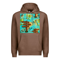 Chestnut Wooden Signboard And Gamping Map Seamless Pattern Premium Hoodie - BundleAndBundleShop