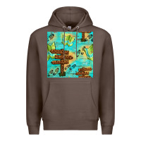 Coffee Wooden Signboard And Gamping Map Seamless Pattern Premium Hoodie - BundleAndBundleShop