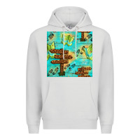 Dove Grey Wooden Signboard And Gamping Map Seamless Pattern Premium Hoodie - BundleAndBundleShop
