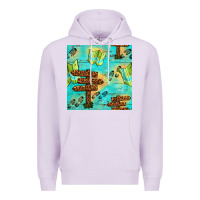 Lilac Wooden Signboard And Gamping Map Seamless Pattern Premium Hoodie - BundleAndBundleShop