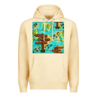 Pina Colada Wooden Signboard And Gamping Map Seamless Pattern Premium Hoodie - BundleAndBundleShop