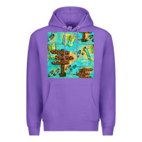 Purple Wooden Signboard And Gamping Map Seamless Pattern Premium Hoodie - BundleAndBundleShop