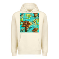 Sandshell Wooden Signboard And Gamping Map Seamless Pattern Premium Hoodie - BundleAndBundleShop