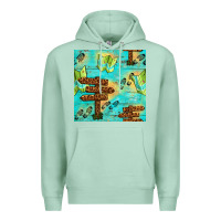 Seafoam Wooden Signboard And Gamping Map Seamless Pattern Premium Hoodie - BundleAndBundleShop