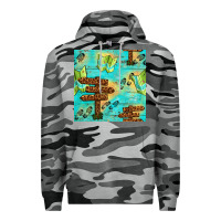 Slate Camo Wooden Signboard And Gamping Map Seamless Pattern Premium Hoodie - BundleAndBundleShop