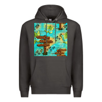 Smoke Wooden Signboard And Gamping Map Seamless Pattern Premium Hoodie - BundleAndBundleShop