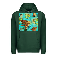 Sports Green Wooden Signboard And Gamping Map Seamless Pattern Premium Hoodie - BundleAndBundleShop