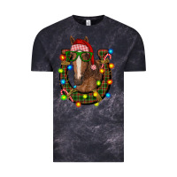 Cloud Black christmas horseshoe with horse Vintage Tee - RanaPortraitStore
