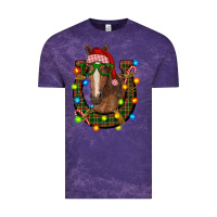 Cloud Purple christmas horseshoe with horse Vintage Tee - RanaPortraitStore
