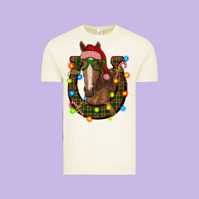 Christmas Horseshoe With Horse Vintage Tee Designed By Ranaportraitstore