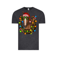 Vintage Black christmas horseshoe with horse Vintage Tee - RanaPortraitStore