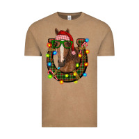 Vintage Coffee christmas horseshoe with horse Vintage Tee - RanaPortraitStore