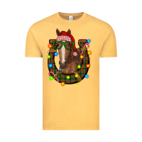 Vintage Mustard christmas horseshoe with horse Vintage Tee - RanaPortraitStore