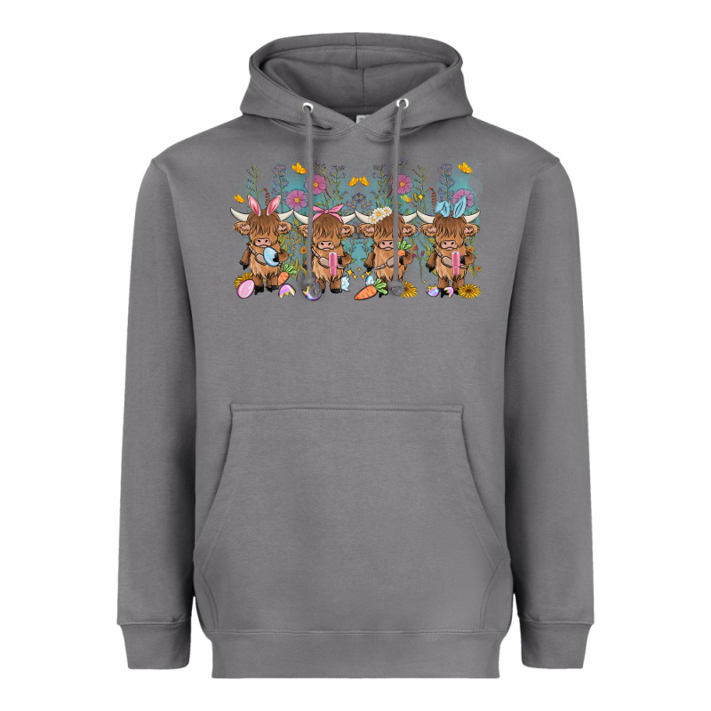 Easter Day Baby Highland Cow Heavyweight Hoodie by MaliasSmallBusiness | Teevron