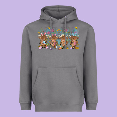 Easter Day Baby Highland Cow Heavyweight Hoodie Designed By Maliassmallbusiness