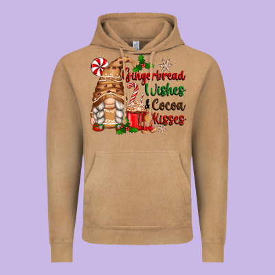 Gingerbread Wishes And Cocoa Kisses Vintage Hoodie Designed By Zillion Design Studio