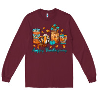 Burgundy happy thanksgiving coffee Long Sleeve Tee - JahusDesignShop