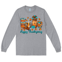 Heather Grey happy thanksgiving coffee Long Sleeve Tee - JahusDesignShop