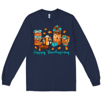 Navy happy thanksgiving coffee Long Sleeve Tee - JahusDesignShop
