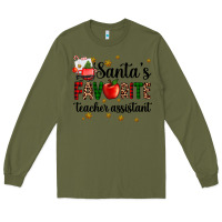 Army Green santa's favorite teacher assistant Long Sleeve Tee - AdoDesignShop