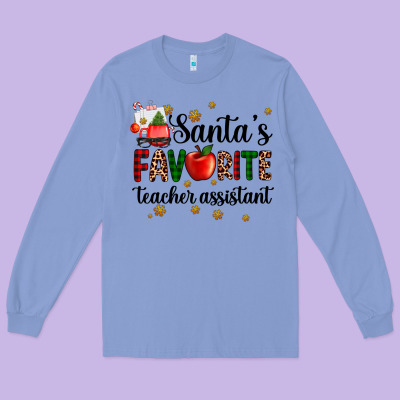 Santa's Favorite Teacher Assistant Long Sleeve Tee Designed By Adodesignshop