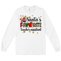 White santa's favorite teacher assistant Long Sleeve Tee - AdoDesignShop