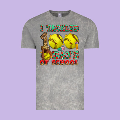 I Tackled 100 Days Of School Softball Vintage Tee Designed By Zillion Design Studio