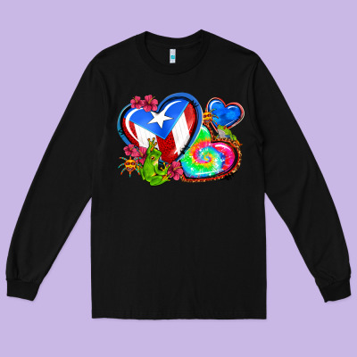 Western Leopard Puerto Rico   Hearts Long Sleeve Tee Designed By Adodesignshop