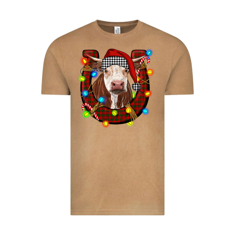 Christmas Horseshoe With Hereford Cow Vintage Tee by RanaPortraitStore | Teevron